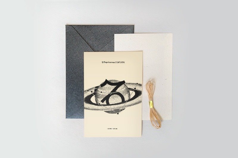星座/星球系列－魔羯座 / 山羊座 | 土星 - 卡片/明信片 - 卡片/明信片 - 纸 黑色
