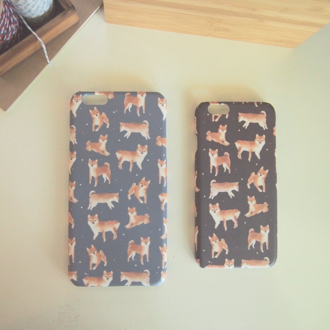 :: 圣诞礼物 ::柴犬手机壳 iPhone 6/6s - 平板/电脑保护壳 - 塑料 黑色