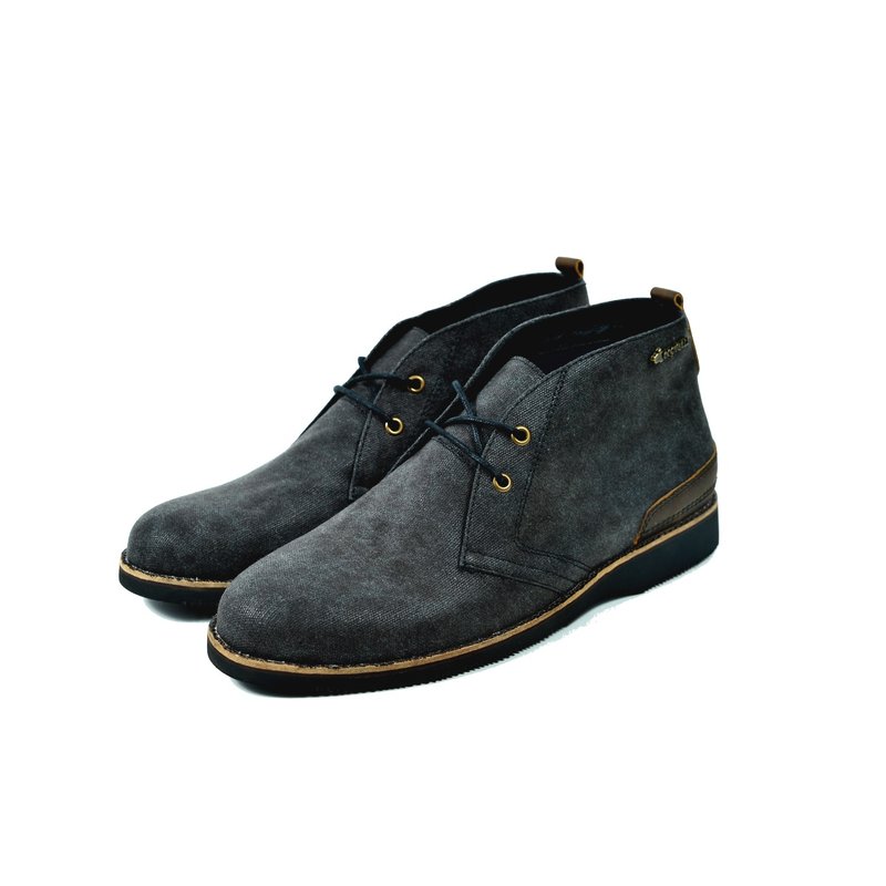 【Dogyball】简约都会男鞋轻量化防泼水帆布沙漠靴超透气运动鞋垫 - 男款靴子 - 棉．麻 黑色