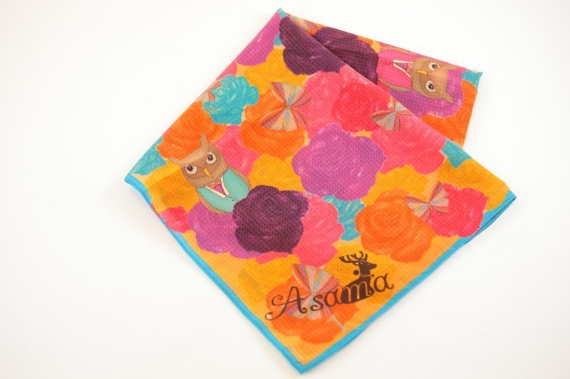 Asama设计师丝巾/ 猫头鹰恋曲Happy Owl - 丝巾 - 其他材质 多色