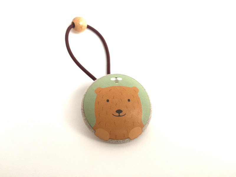 手感布包扣发束 - 熊 - 发饰 - 纸 咖啡色