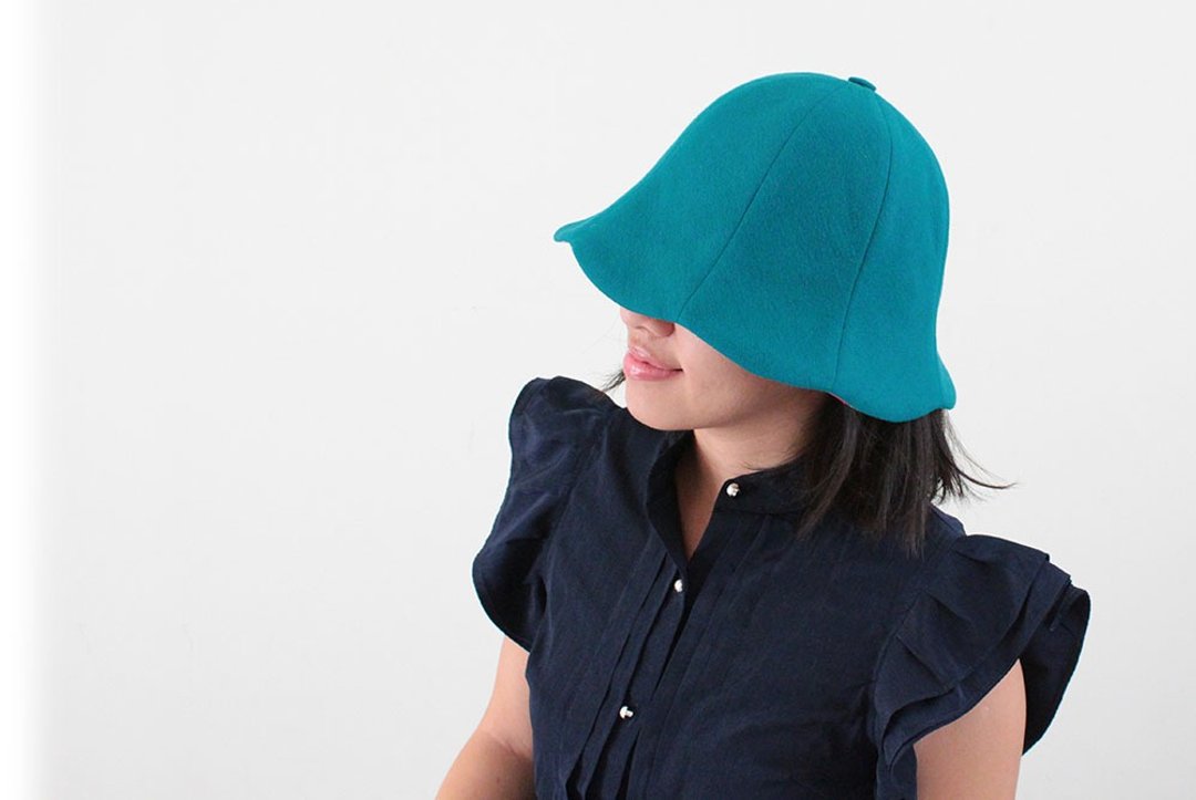 蓝色朵朵帽 / 帽子 / 日本布软帽 / 圆帽  / 布制手工帽 / hat / chapeau - 帽子 - 其他材质 蓝色