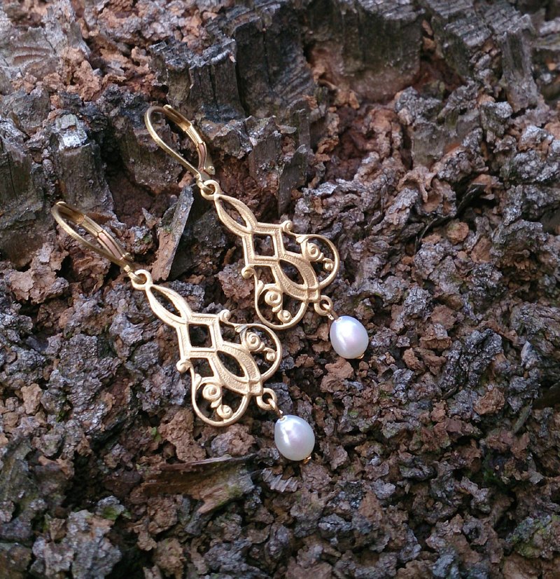 约瑟芬淡水珍珠耳环 - 耳环/耳夹 - 宝石 白色