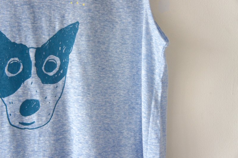 ＊最后一件：浅蓝色混纱软绵绵复古圆圆背心♦ I love Panda. / memory of trip - 女装背心 - 棉．麻 蓝色