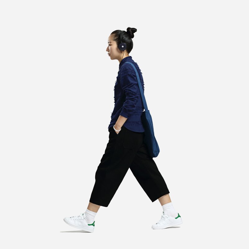 黑色全棉立体裁剪八分宽裤 - 女装长裤 - 其他材质 黑色