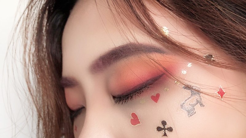 愛莉絲夢遊 -2入紋身貼紙 原創手繪設計 | 萬聖節 | 派對裝扮 - 纹身贴 - 纸 黑色