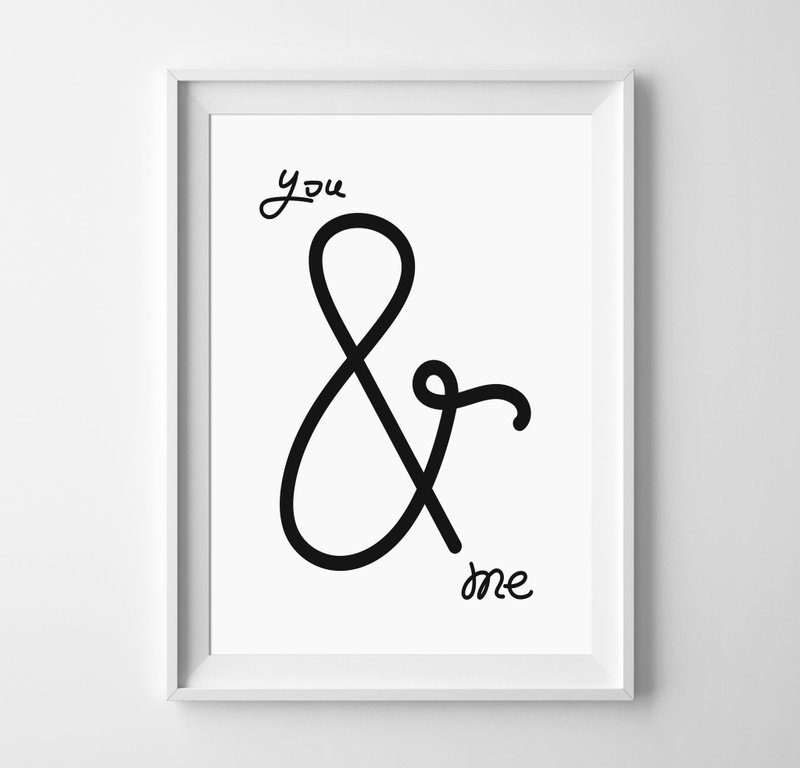you&me 你与我 可定制化 挂画 海报 - 墙贴/壁贴 - 纸 白色