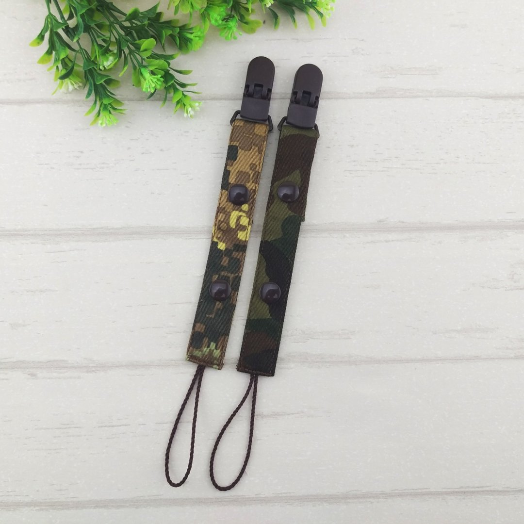 个性迷彩-3款可选。2段长度手工奶嘴链 (香草奶嘴一般奶嘴适用) - 奶瓶/奶嘴 - 棉 咖啡色