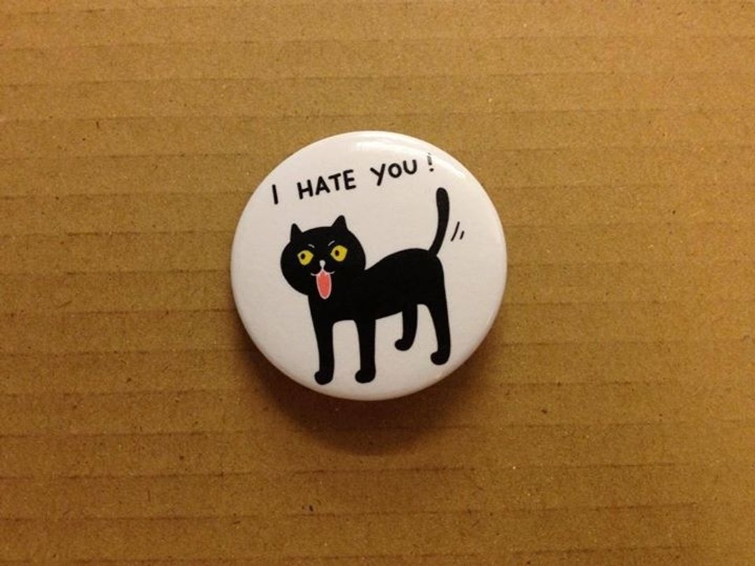 ↀᆺↀ✦ 坏猫咪系列小徽章 - I Hate You! - 徽章/别针 - 其他金属 白色