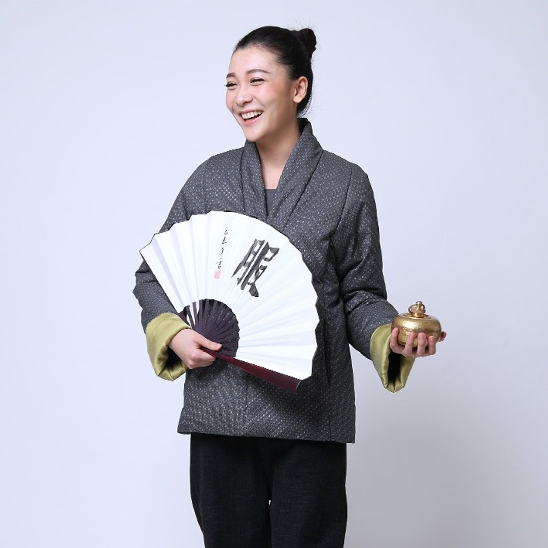不服  复古中式盘扣真丝拼色棉袄 唐装 过年棉衣  O150905 - 女装休闲/机能外套 - 棉 蓝色
