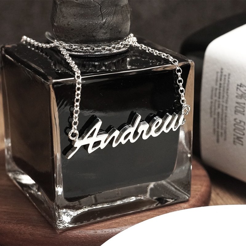 纯银订制 姓名项链 字母项链 经典款 925纯银项链 女生项链 - 项链 - 纯银 银色