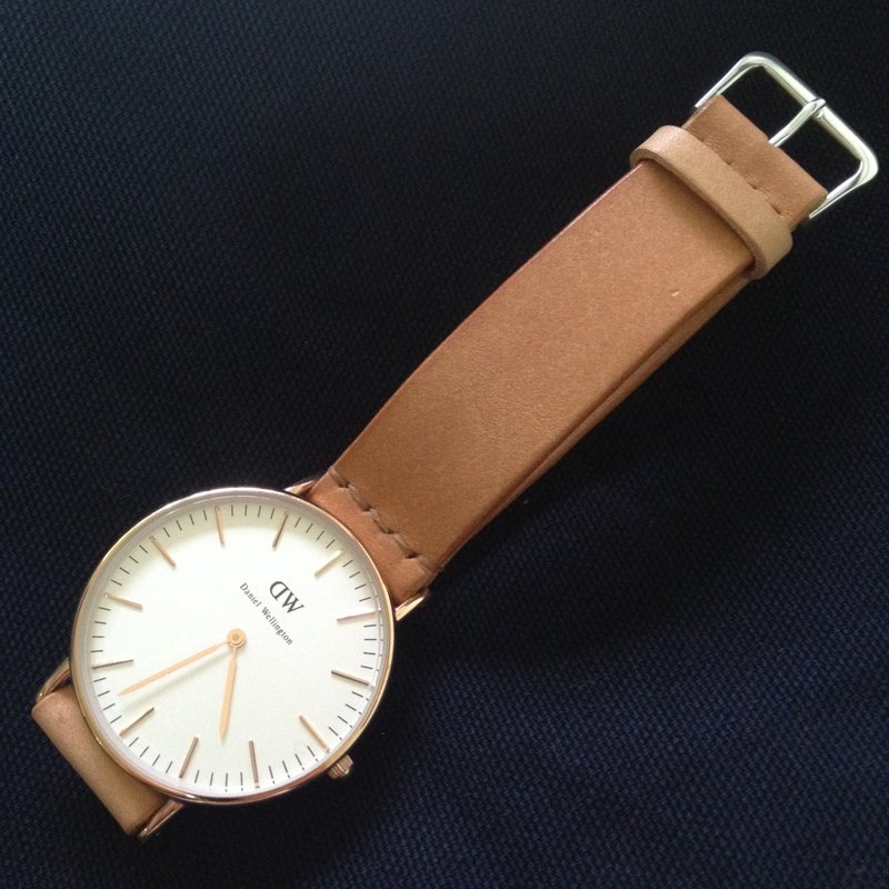 皮革表带-简约款式 2mm  leather strap - 女表 - 真皮 橘色