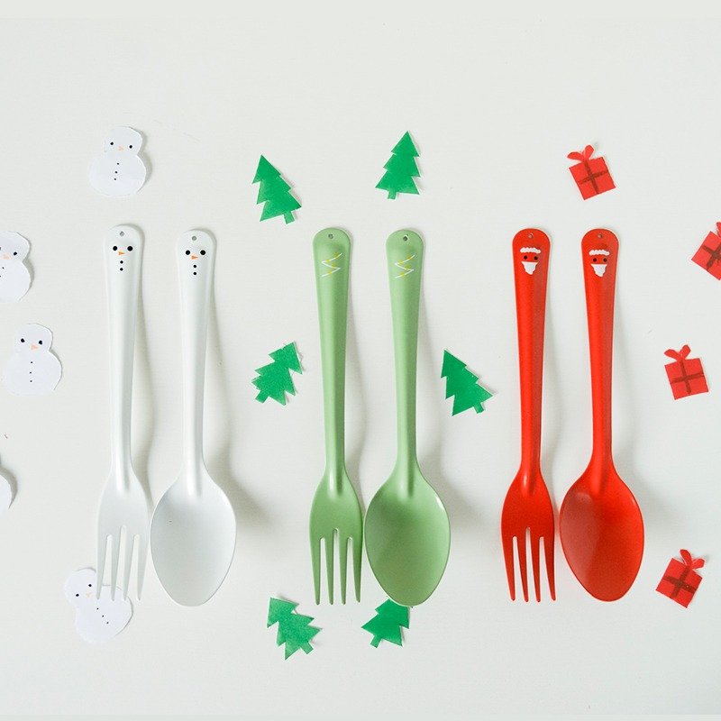 ::圣诞快乐::圣诞节叉匙组(1组3对) - 餐刀/叉/匙组合 - 珐琅 多色