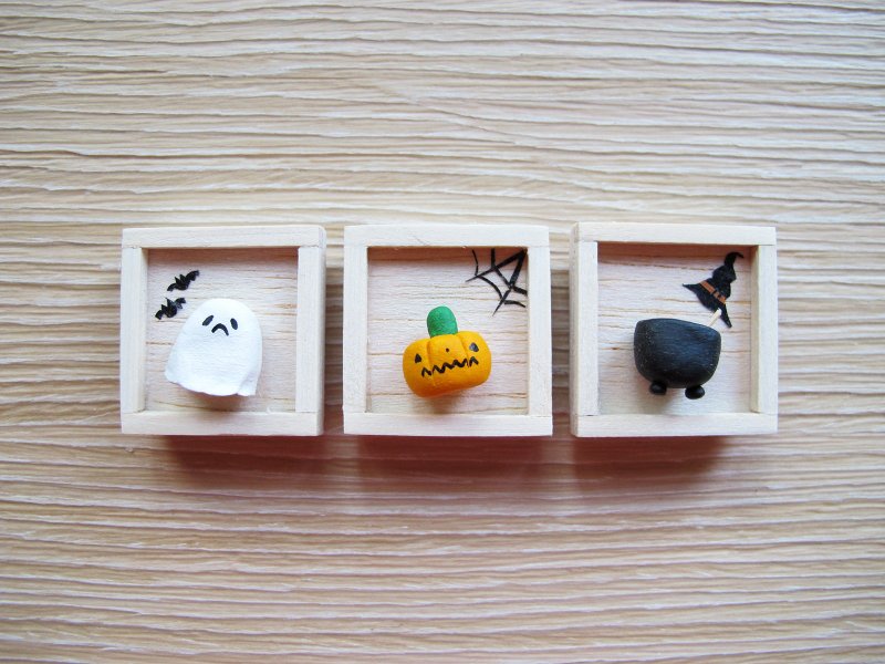 －木作磁铁－复刻万圣节系列 - 冰箱贴/磁贴 - 粘土 黑色