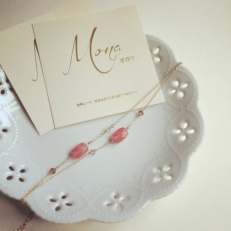 樱桃石英半贵石14K包金手链 - 手链/手环 - 其他金属 粉红色