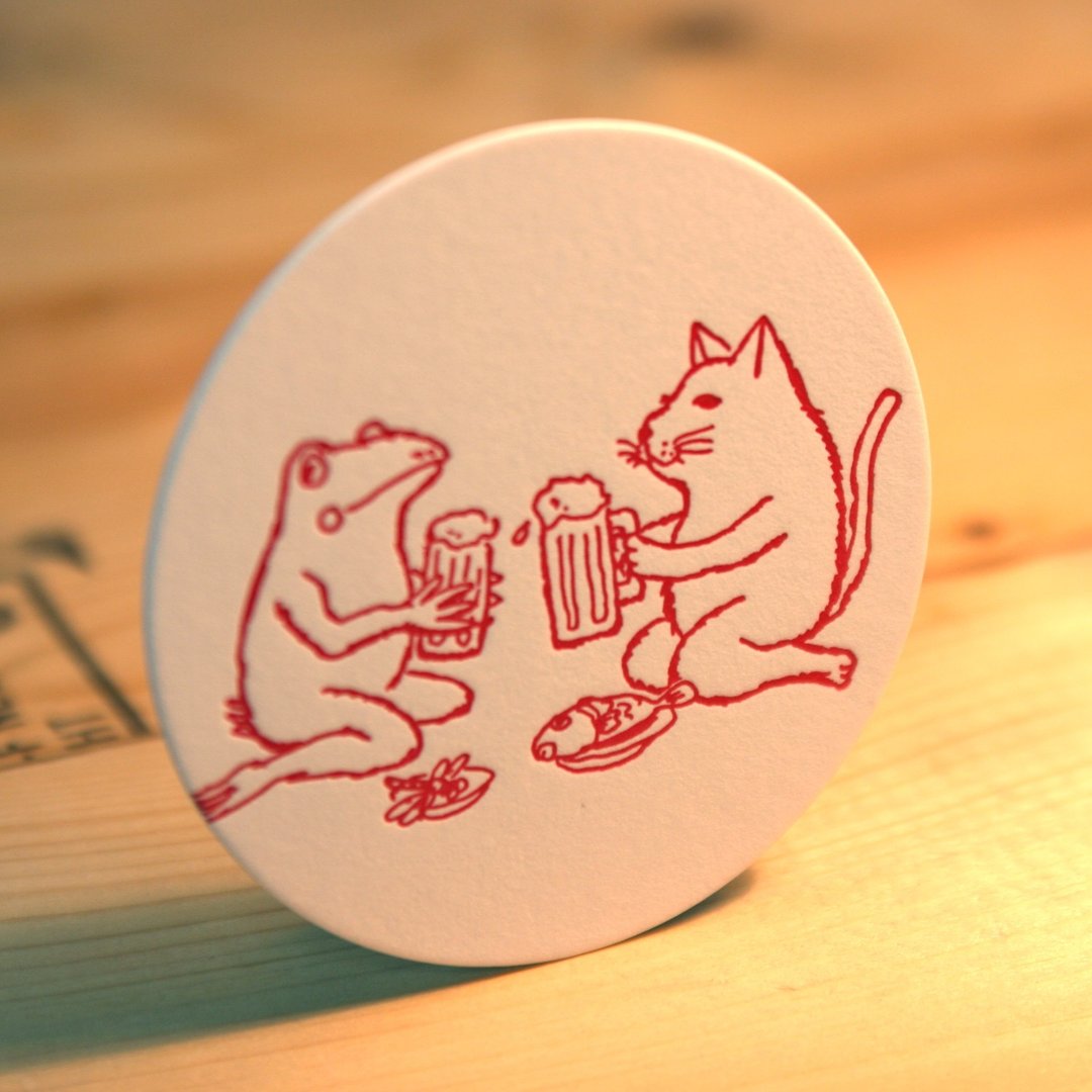 Letterpress coaster (friends) 6 pieces set - 卡片/明信片 - 纸 