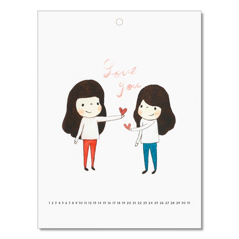 [日光小事 sunligth] 开口说爱你─月历手札／单张月历（无时效） - 年历/台历 - 纸 红色