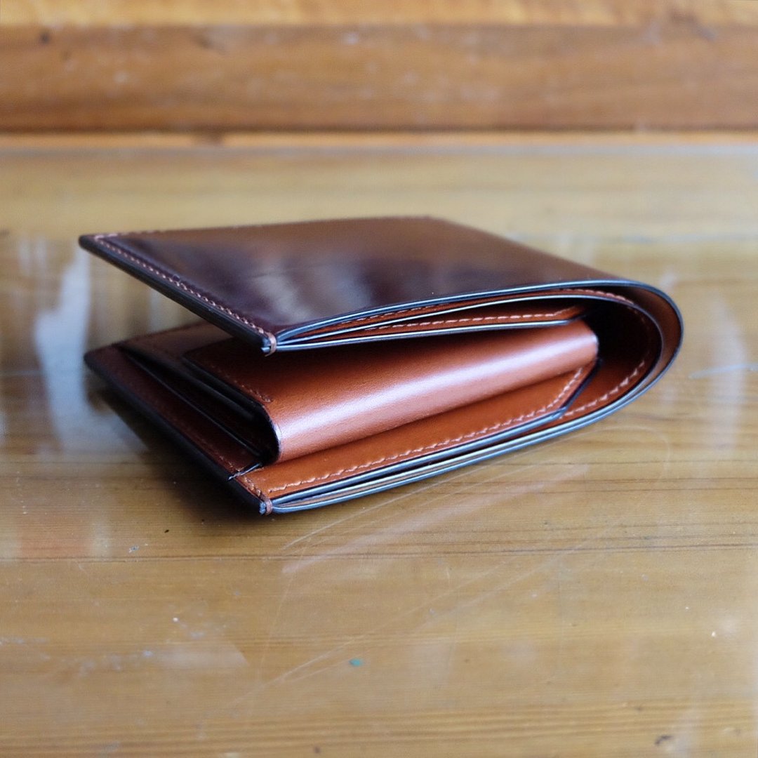 MILDY HANDS - SW01COIN 马臀皮短夹 Horween shell cordovan - 皮夹/钱包 - 真皮 咖啡色