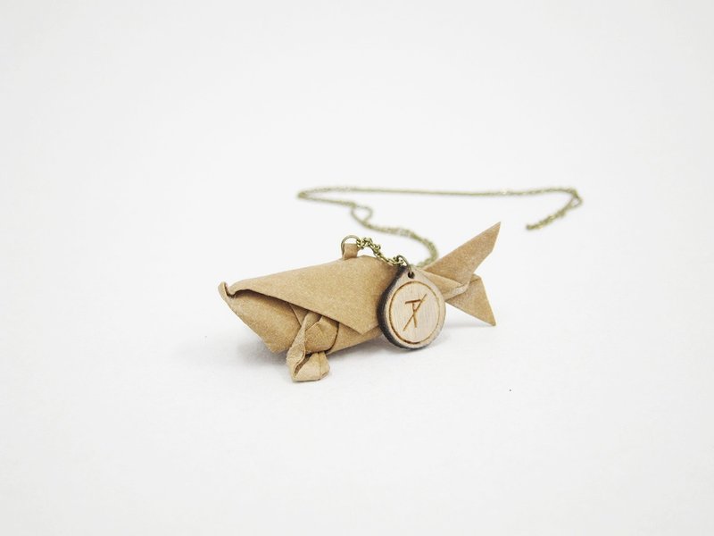 摺纸系列－鱼项链 - 项链 - 纸 卡其色