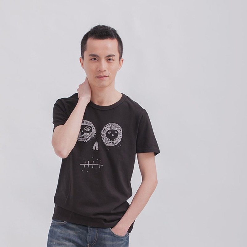 太空骷髅头1号 短袖 蜜桃棉 男T 黑 - 男装上衣/T 恤 - 棉．麻 黑色