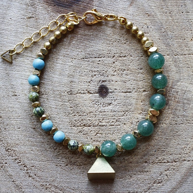 Muse自然风系列NO.127东菱玉土耳其石黄铜不对称手链 - 手链/手环 - 其他材质 多色