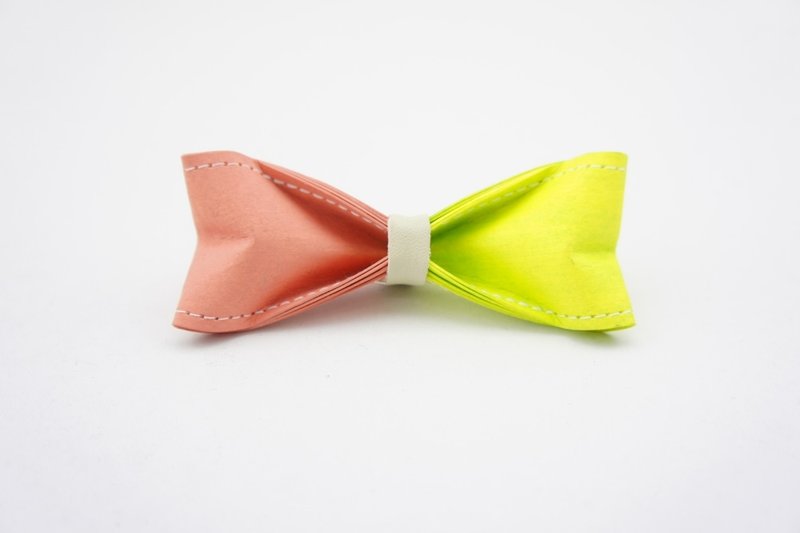 10/10 design PAPER BOW TIE 双色领结（蝴蝶结、领带） 手工订制《裸肤萤光黄色》【适合送礼/生日礼物/男女朋友/婚礼 】 - 领带/领带夹 - 防水材质 黄色