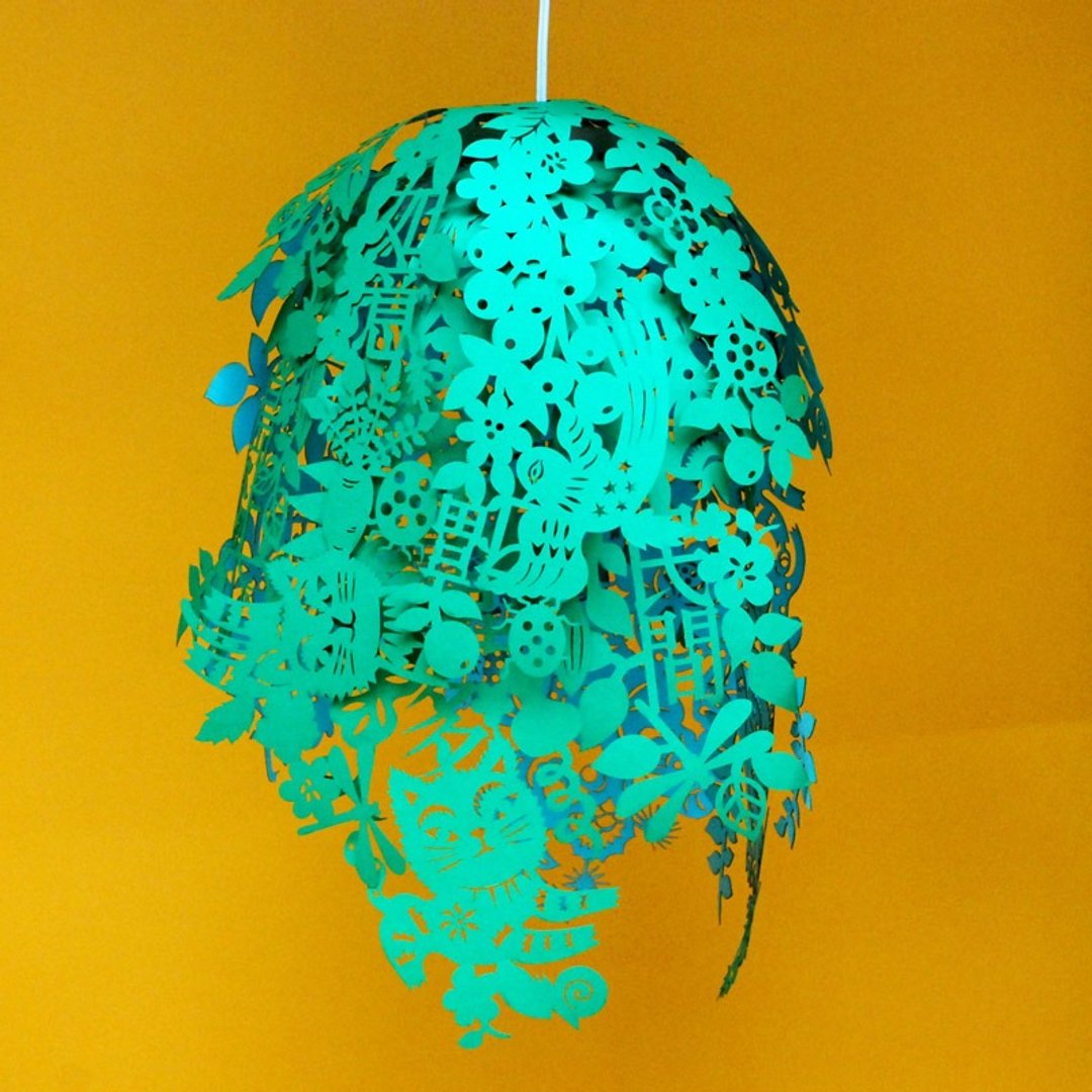 桃花源剪纸灯罩/森林绿 Paper-cut lampshades - 摆饰 - 纸 绿色