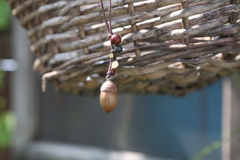 蓦然《项链系列》青刚栎(一起龙猫豆豆龙吧) - 项链 - 植物．花 咖啡色