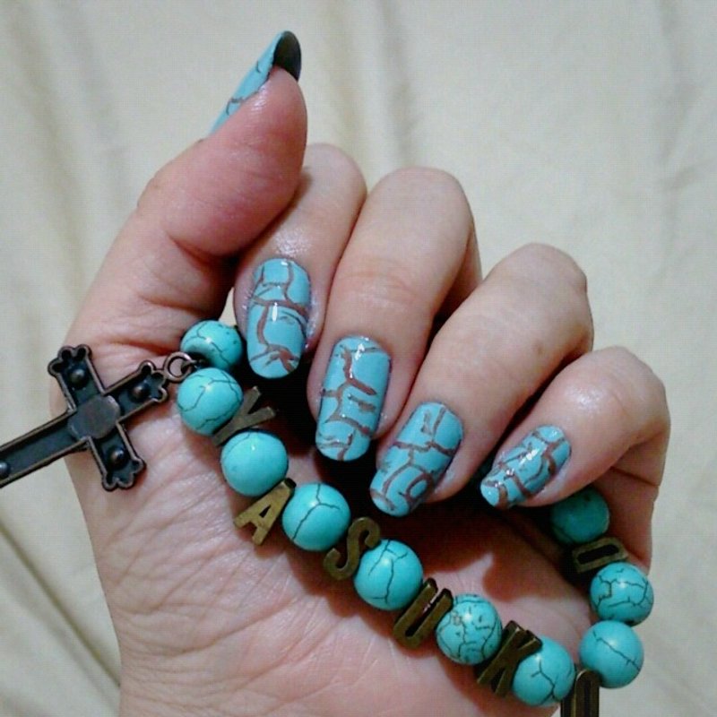 土耳其蓝松石复古字母手链 - 手链/手环 - 半宝石 蓝色