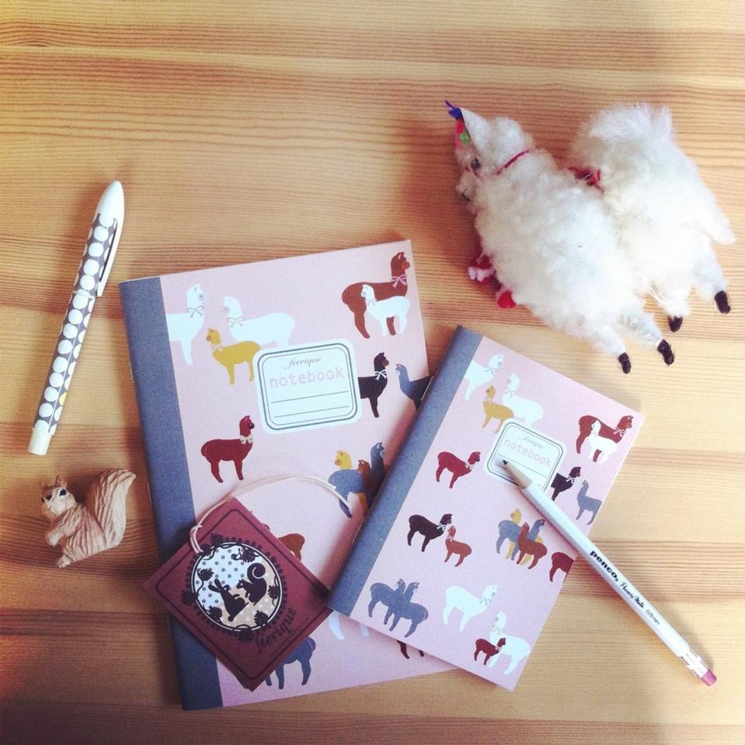 Cute We Love ALPACA A5 and A6 notebooks - 笔记本/手帐 - 纸 粉红色