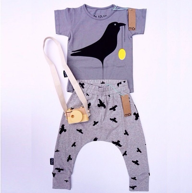 Moi Kids 冰岛有机棉童装短袖上衣 12M至6岁深灰大 - 童装上衣 - 棉．麻 灰色