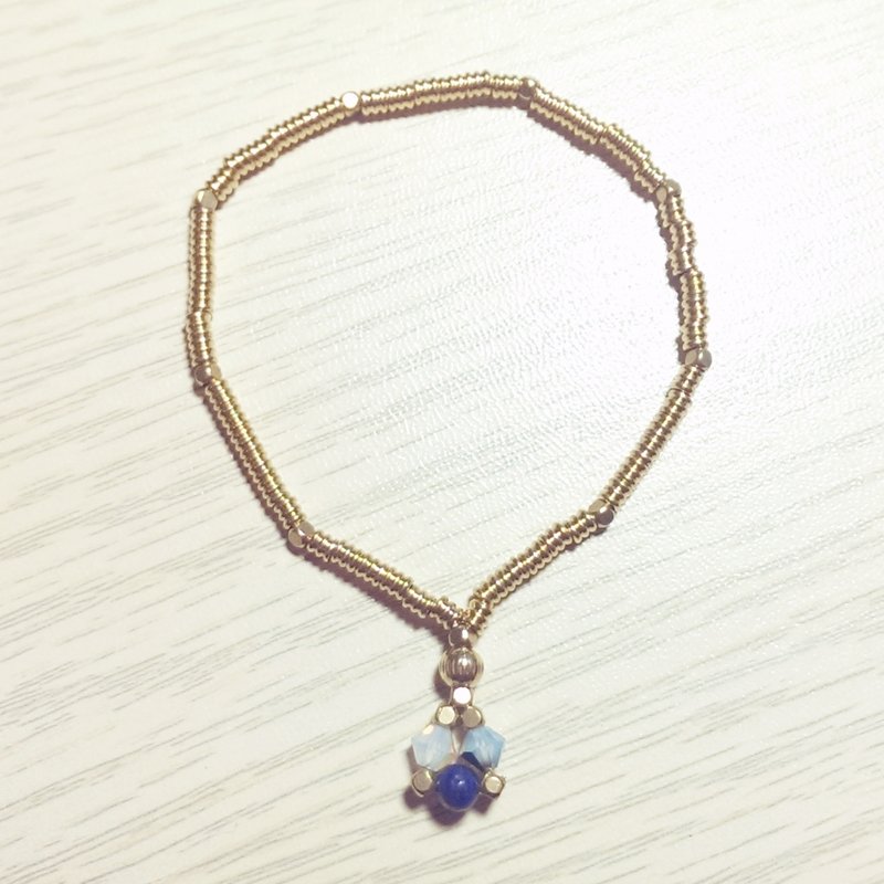 〈 宫廷水晶灯 〉 黄铜 手链 手环 细 - 手链/手环 - 其他材质 蓝色