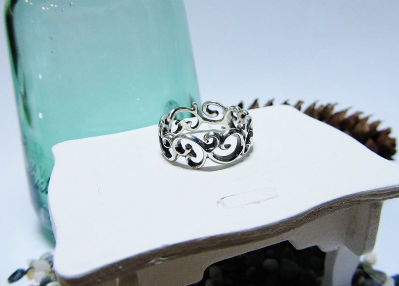 古典风 系列 – 镂空 唐草 戒指 - 戒指 - 纯银 银色