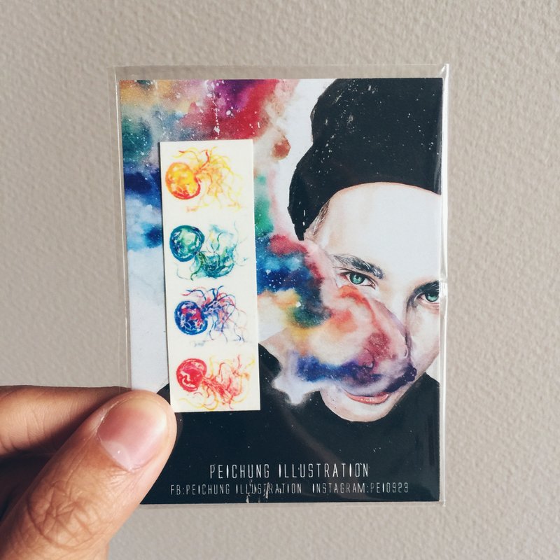 纹身贴纸 TSK-004 四色小水母 - 纹身贴 - 纸 多色