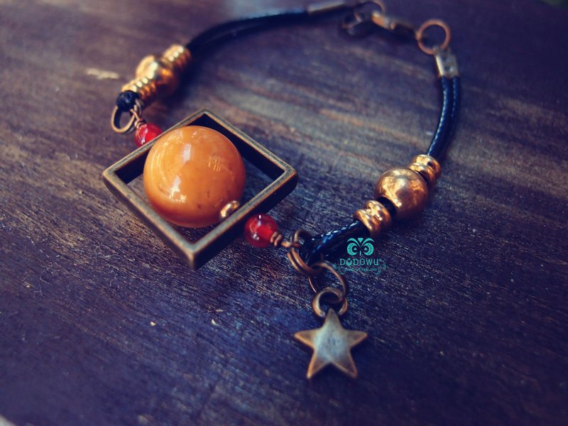 【DODOWU手作轻珠宝】《天然石黄铜蜡线手链＆黄玉》 - 手链/手环 - 宝石 黄色