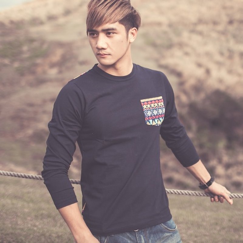 【图腾系列】哈莫的脚印-男版长袖T - 男装上衣/T 恤 - 棉．麻 咖啡色