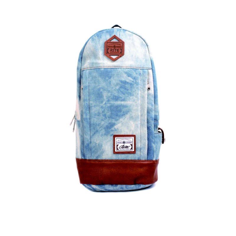 原子小背包｜牛仔｜ - 后背包/双肩包 - 棉．麻 蓝色