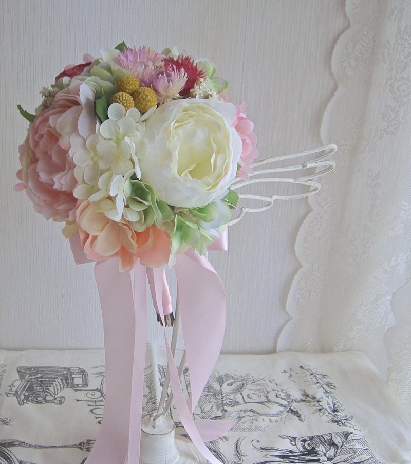 Masako  新娘捧花  仿真花 干燥花  限量 - 植栽/盆栽 - 其他材质 粉红色