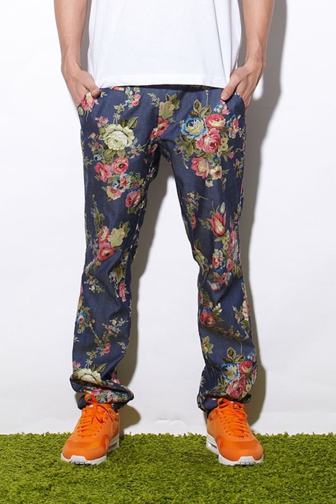 Stone'As floral denim pants / 印花 单宁 牛仔裤 长裤 - 男士长裤 - 其他材质 蓝色
