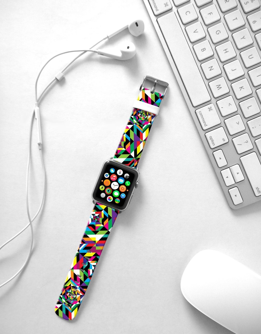Apple Watch Series 1 , Series 2, Series 3 - Apple Watch 真皮手表带，适用于Apple Watch 及 Apple Watch Sport - Freshion 香港原创设计师品牌 - 色彩几何图案 - 表带 - 真皮 