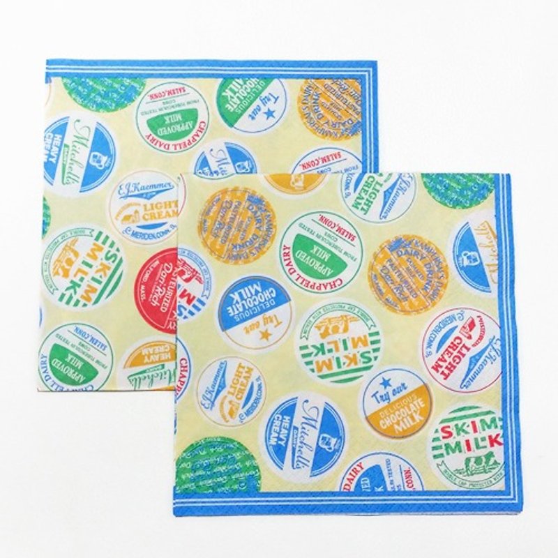 Aimez le style 蝶古巴特餐巾纸 2入【牛奶瓶盖-蓝(00071)】 - 木工/竹艺/纸艺 - 纸 多色