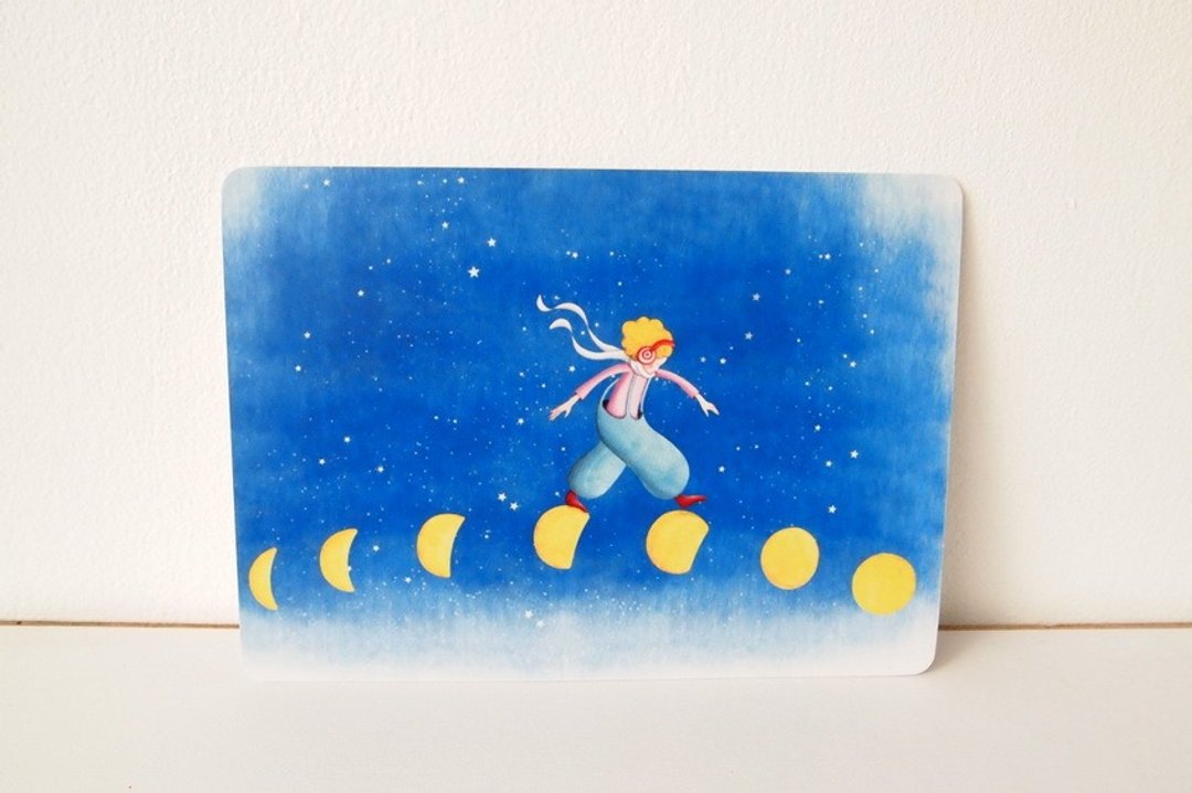 《Walking on the moon》明信片 - 卡片/明信片 - 纸 蓝色
