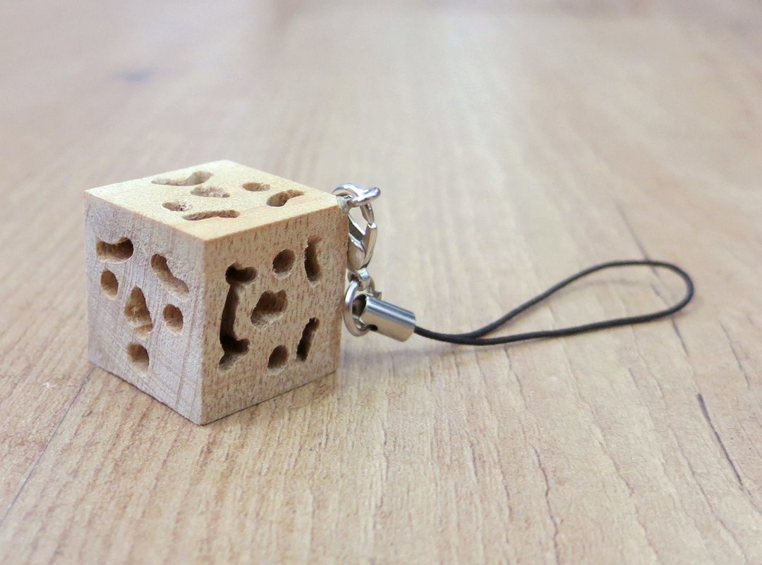 日本木匠达人手造豆腐人手机挂饰 Handmade TO-FU Mobile phone strap - 其他 - 木头 金色