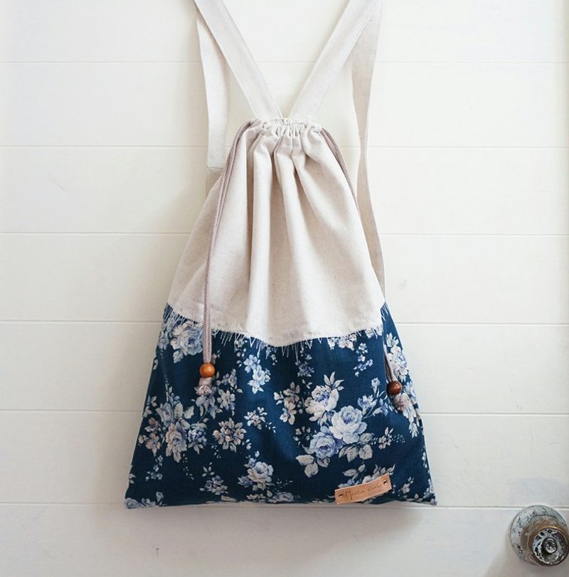 ☚ 宽背带束口包 _ BlueBlue花花 ☛ - 侧背包/斜挎包 - 其他材质 蓝色