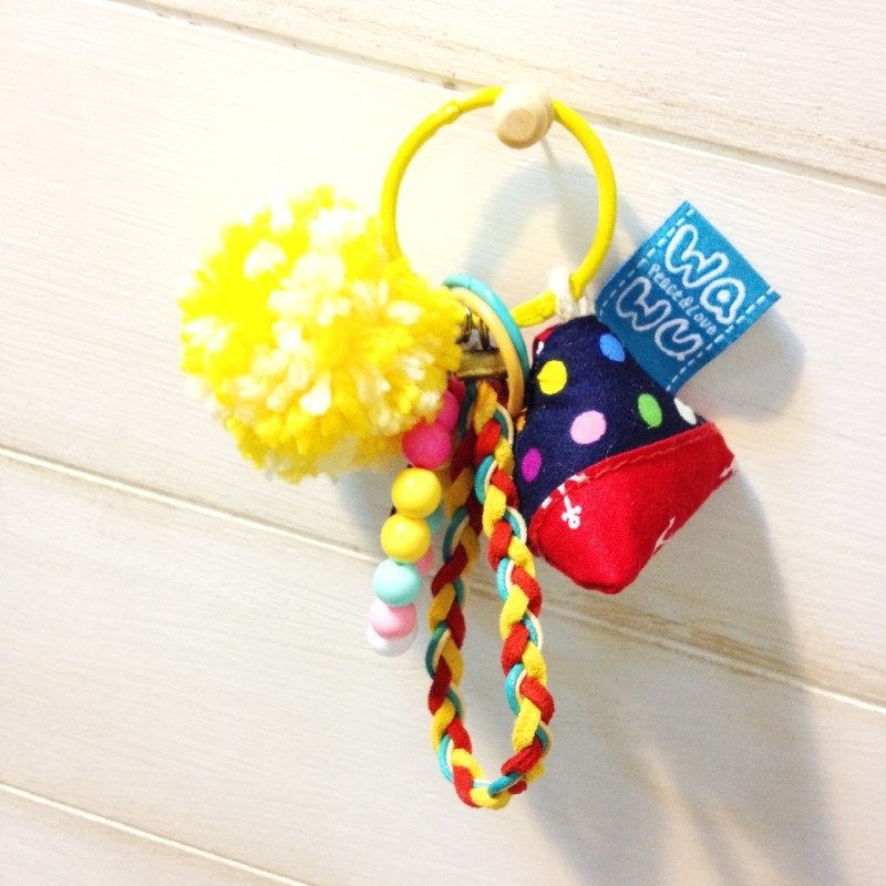 幸运粽吊饰钥匙圈 (缤纷蓝点) 接单生产* - 钥匙链/钥匙包 - 棉．麻 蓝色