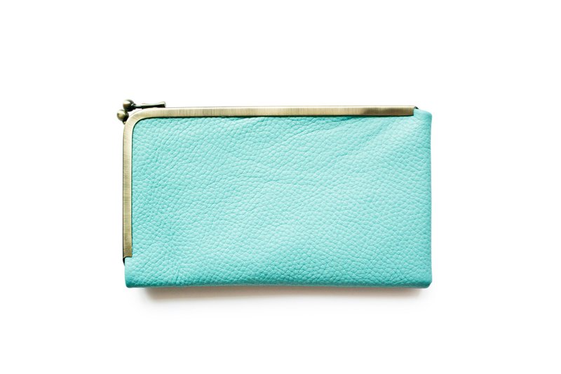 L型口金长钱夹/蒂芬妮蓝/Tiffany蓝 - 皮夹/钱包 - 真皮 蓝色