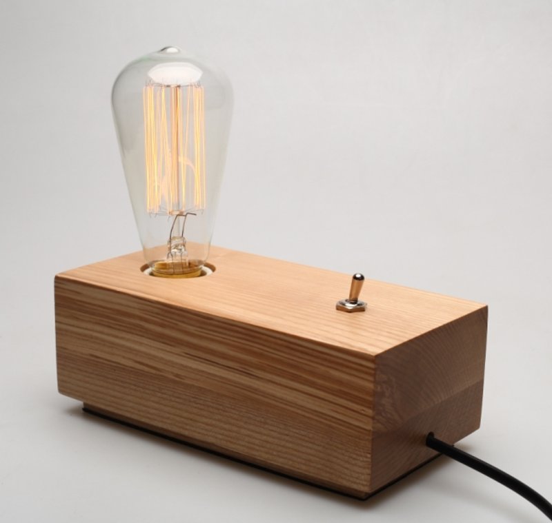 ▍劲空间设计 ▍原木块复古台灯组-编织电线升级版 - 灯具/灯饰 - 木头 咖啡色