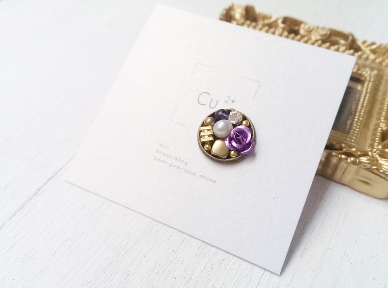 手工珠宝盒大耳环(单) /  紫薇花女孩  #14 - 耳环/耳夹 - 其他金属 紫色