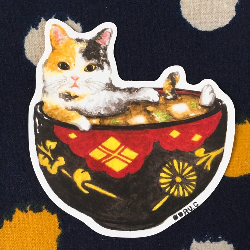 味噌碗猫 大贴纸 - 贴纸 - 纸 多色