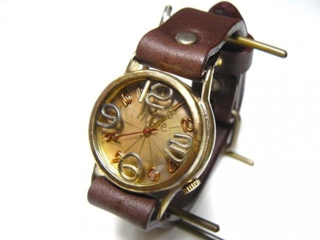 On Time-B HandCraftWatch Men's Brass32mm Floating Index (214B Yaki / BR) - 女表 - 铜/黄铜 金色